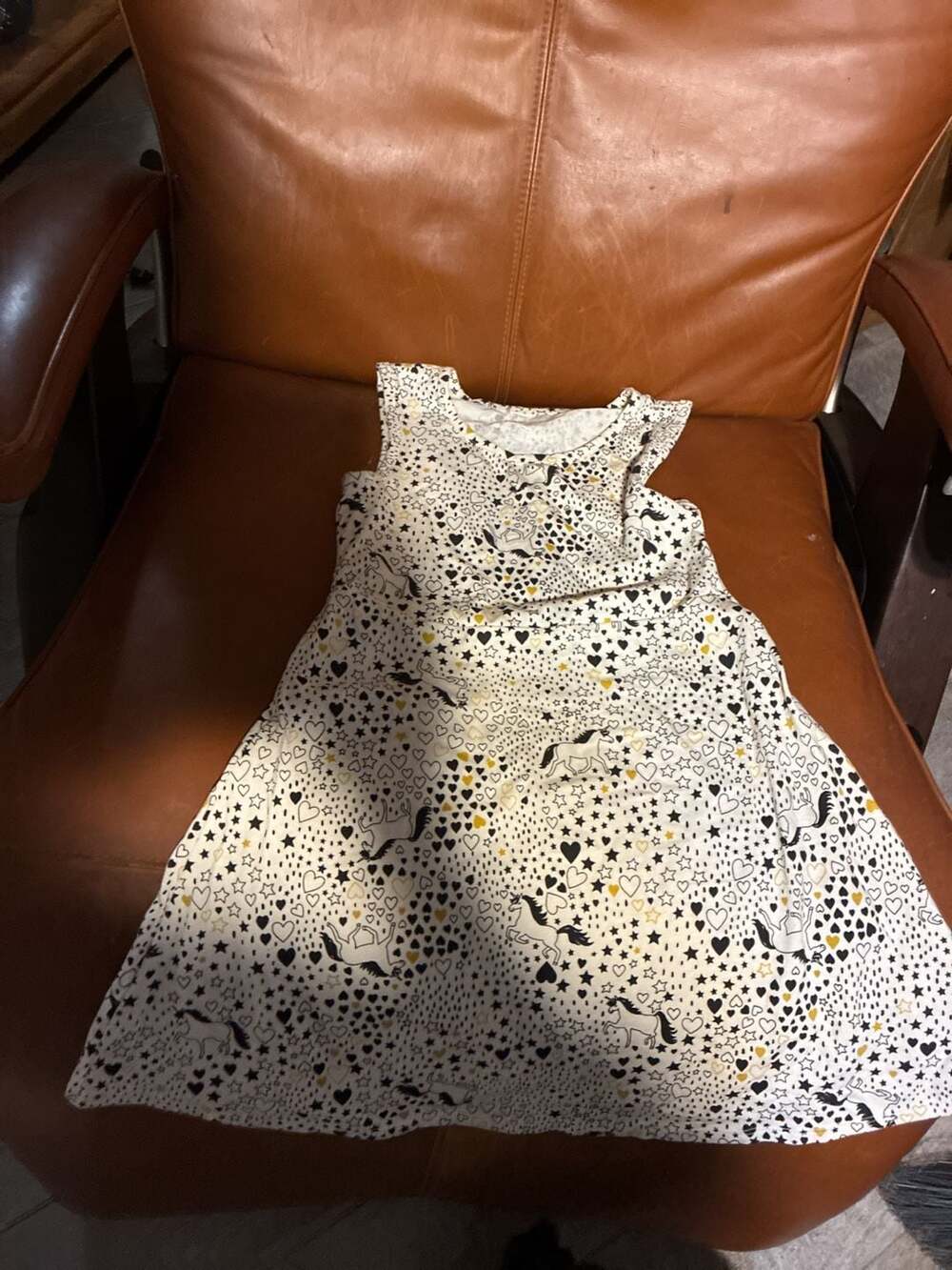 Wonder Nation Girls Sleeveless Unicorn Hearts Stars Play Dress Size M 7-8